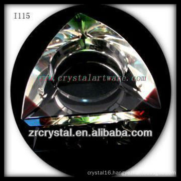 K9 Triangular Crystal Ashtray with Colored Corners